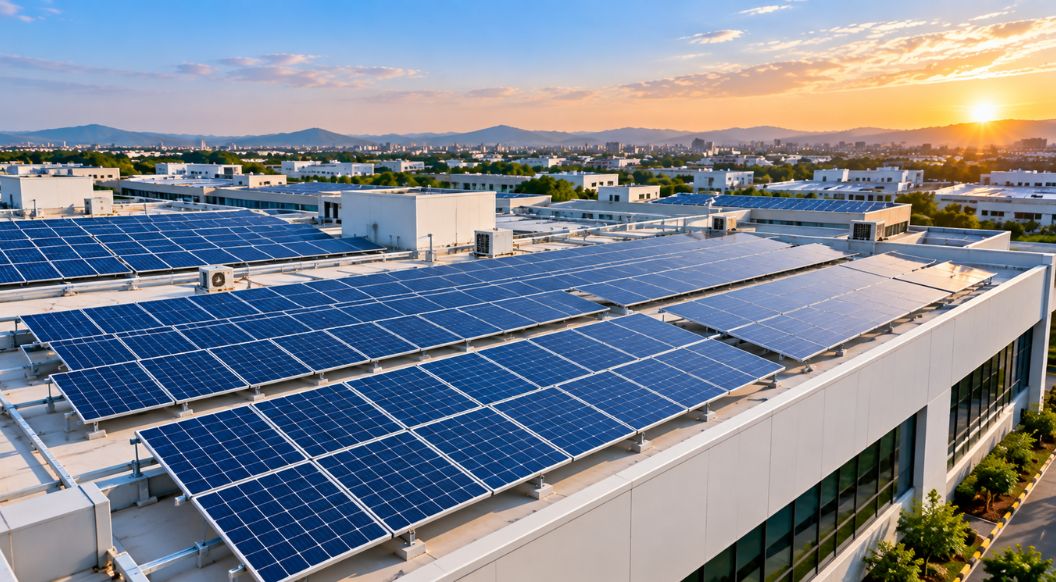 Industrial rooftop solar installation